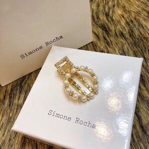 Simone Rocha Gold Pearl & Crystal Oval Hair Clip